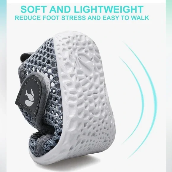 FEETCITY 12-18month Kids Breathable Mesh Shoes—Grey Size 5 - Picture 10 of 13